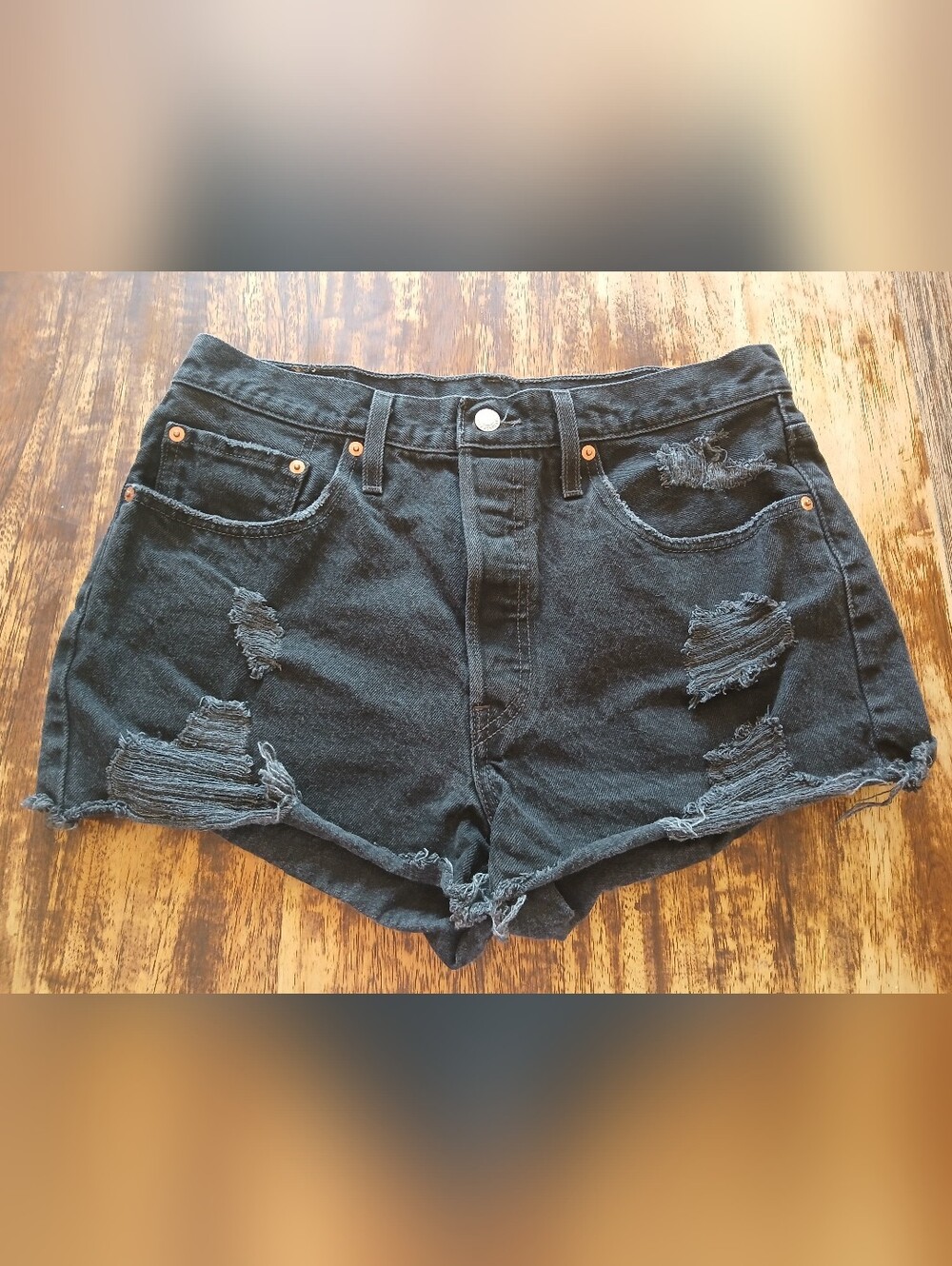 Levi's Black Distressed High-Rise Jean Shorts